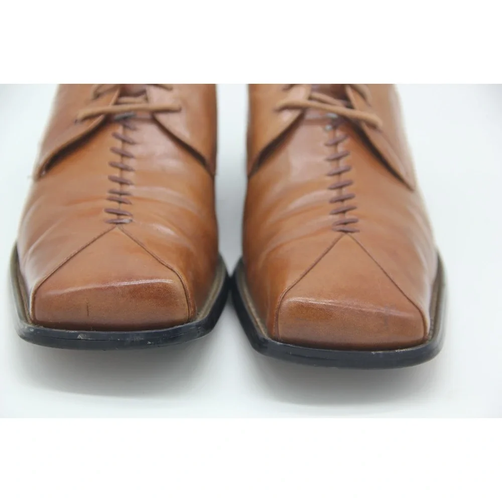 Giorgio V Dress Shoe Mens 7M Brown Leather Lace Up Square Toe Oxford